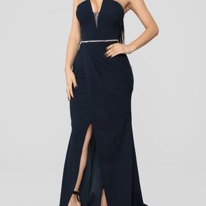 Fashionova! Taking Chances High Slit Gown - Teal